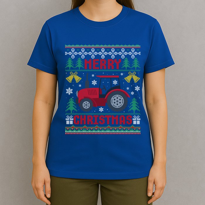 Red Tractor Ugly Christmas Gift Idea Gift T-Shirt