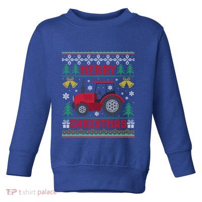 Red Tractor Ugly Christmas Gift Idea Gift Toddler Sweatshirt