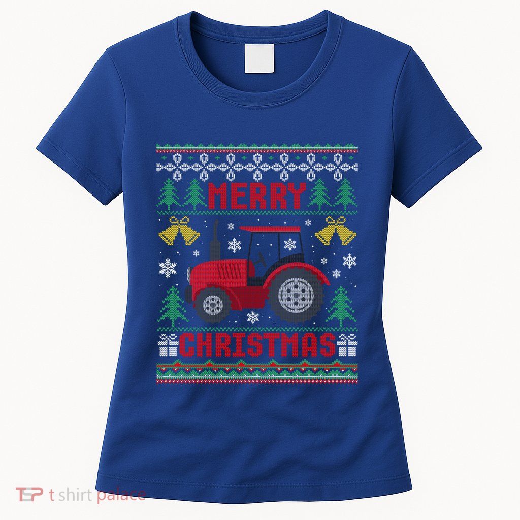Red Tractor Ugly Christmas Gift Idea Gift Womens T-Shirt