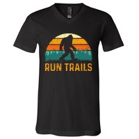 Run Trails Ultramarathon Race Bigfoot Runner Ultra Running V-Neck T-Shirt