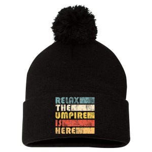 Relax The Umpire Is Here Baseball Pom Pom 12in Knit Beanie