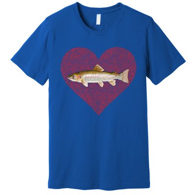 Rainbow Trout Valentines Day Fish Love Fingerprint Gift Premium T-Shirt