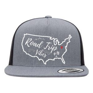 Road Trip Vibes Map Usa Family Friend Girl Trip Vacation Rv Flat Bill Trucker Hat