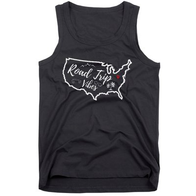 Road Trip Vibes Map Usa Family Friend Girl Trip Vacation Rv Tank Top