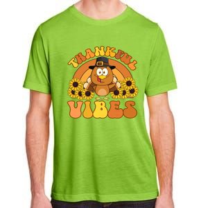 Retro Thankful Vibes Autumn Groovy Thanksgiving Turkey Gift Adult ChromaSoft Performance T-Shirt