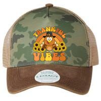Retro Thankful Vibes Autumn Groovy Thanksgiving Turkey Gift Legacy Tie Dye Trucker Hat