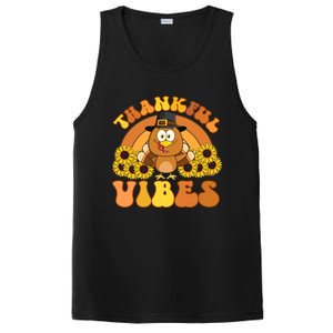 Retro Thankful Vibes Autumn Groovy Thanksgiving Turkey Gift PosiCharge Competitor Tank