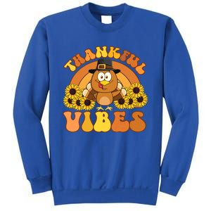 Retro Thankful Vibes Autumn Groovy Thanksgiving Turkey Gift Sweatshirt