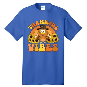 Retro Thankful Vibes Autumn Groovy Thanksgiving Turkey Gift Tall T-Shirt