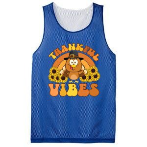 Retro Thankful Vibes Autumn Groovy Thanksgiving Turkey Gift Mesh Reversible Basketball Jersey Tank