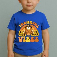 Retro Thankful Vibes Autumn Groovy Thanksgiving Turkey Gift Toddler T-Shirt
