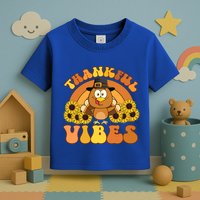 Retro Thankful Vibes Autumn Groovy Thanksgiving Turkey Gift Toddler T-Shirt