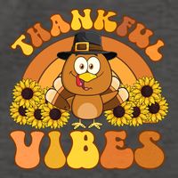 Retro Thankful Vibes Autumn Groovy Thanksgiving Turkey Gift Vector Backpack
