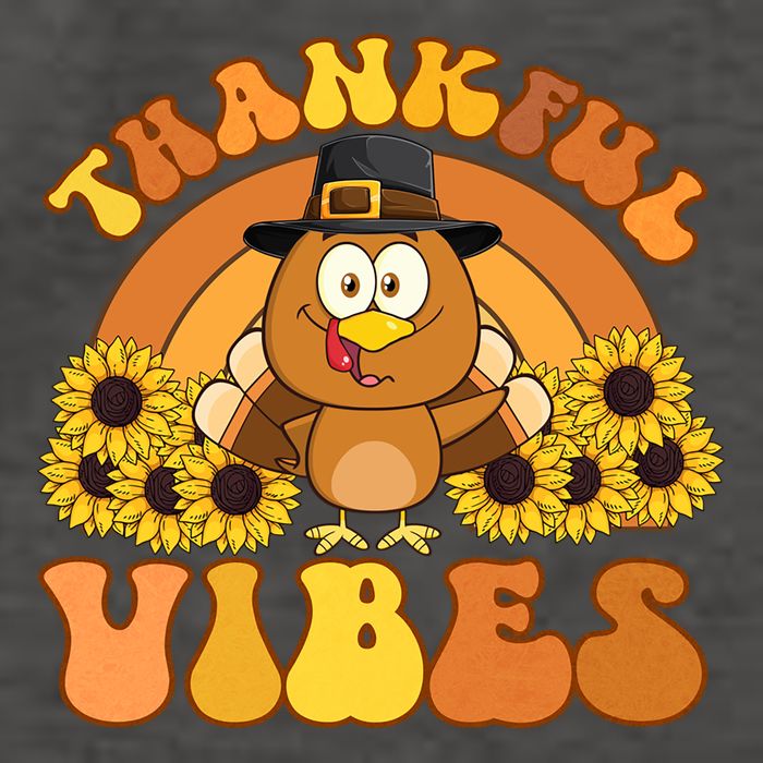 Retro Thankful Vibes Autumn Groovy Thanksgiving Turkey Gift Vector Backpack
