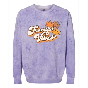 Retro Thankful Vibes Autumn Thanksgiving Fall Season Funny Gift Colorblast Crewneck Sweatshirt