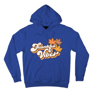 Retro Thankful Vibes Autumn Thanksgiving Fall Season Funny Gift Hoodie