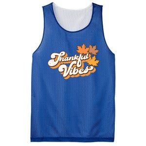 Retro Thankful Vibes Autumn Thanksgiving Fall Season Funny Gift Mesh Reversible Basketball Jersey Tank