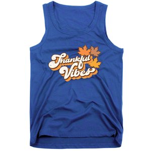 Retro Thankful Vibes Autumn Thanksgiving Fall Season Funny Gift Tank Top