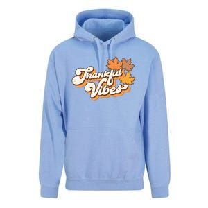 Retro Thankful Vibes Autumn Thanksgiving Fall Season Funny Gift Unisex Surf Hoodie