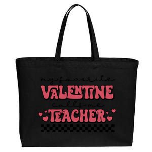 Retro Teacher Valentines Day Cotton Canvas Jumbo Tote