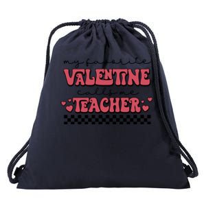 Retro Teacher Valentines Day Drawstring Bag