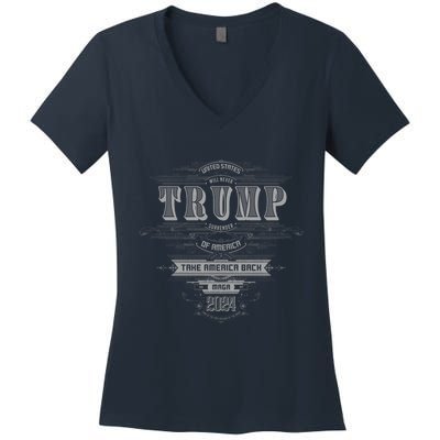 Retro Trump Vintage Maga America Women's V-Neck T-Shirt