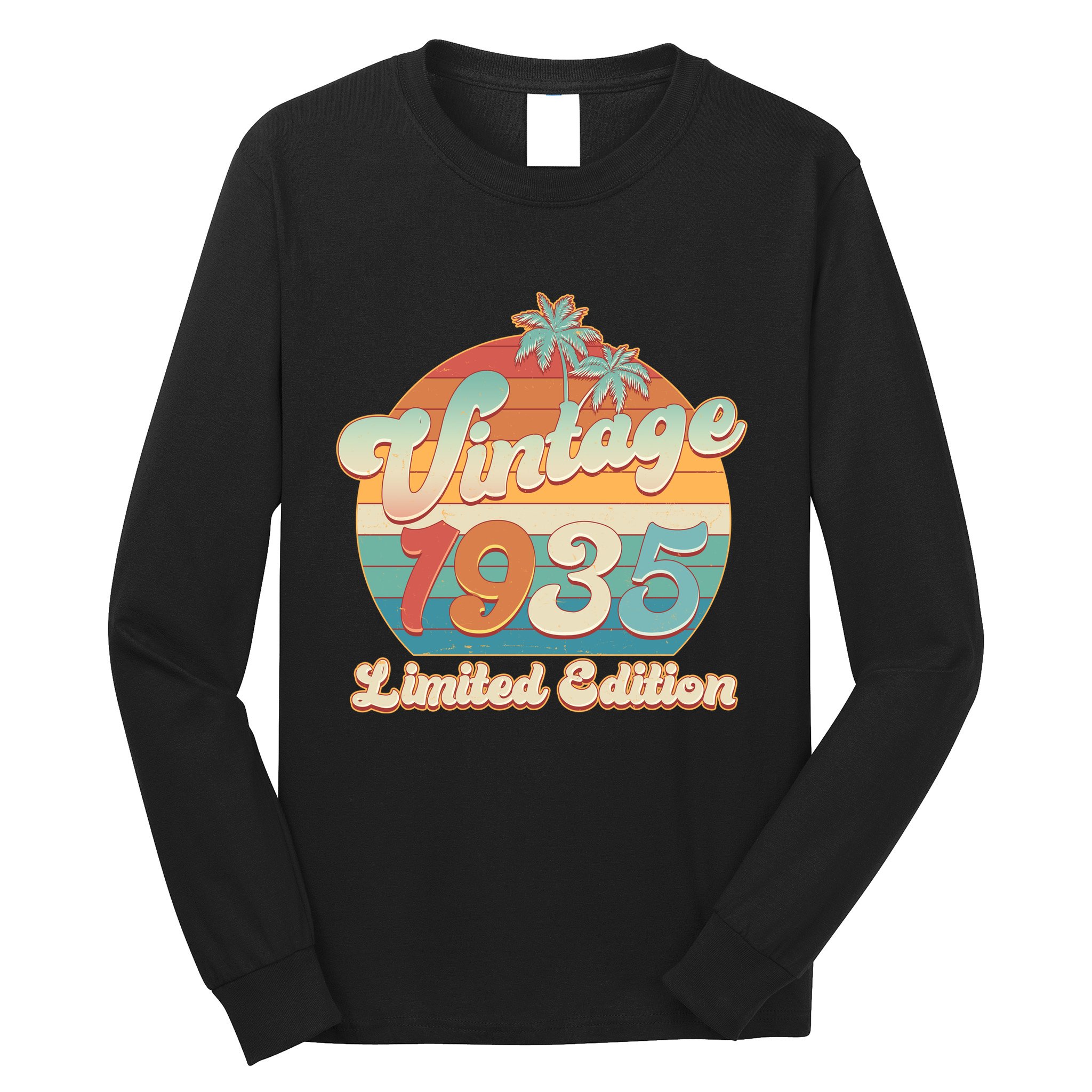 Retro Tropical Vintage 1935 Limited Edition 90th Birthday Long Sleeve Shirt