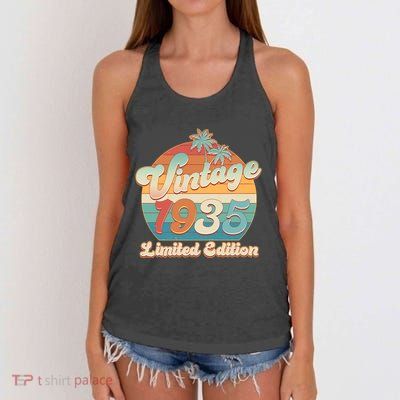 Retro Tropical Vintage 1935 Limited Edition 90th Birthday Women's Knotted Racerback Tank