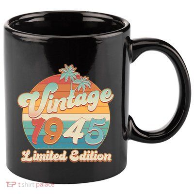Retro Tropical Vintage 1945 Limited Edition 80th Birthday 11oz C Handle Ceramic Mug