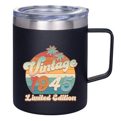 Retro Tropical Vintage 1945 Limited Edition 80th Birthday 12oz Stainless Steel Coffee Mug
