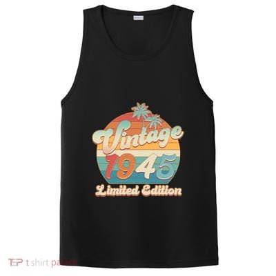 Retro Tropical Vintage 1945 Limited Edition 80th Birthday PosiCharge Competitor Tank