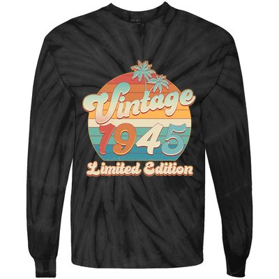 Retro Tropical Vintage 1945 Limited Edition 80th Birthday Tie-Dye Long Sleeve Shirt