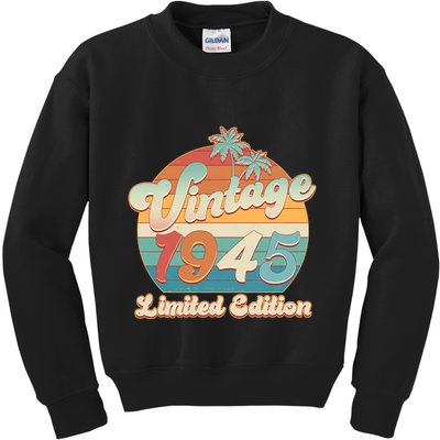 Retro Tropical Vintage 1945 Limited Edition 80th Birthday Kids Sweatshirt