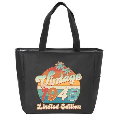 Retro Tropical Vintage 1945 Limited Edition 80th Birthday Zip Tote Bag