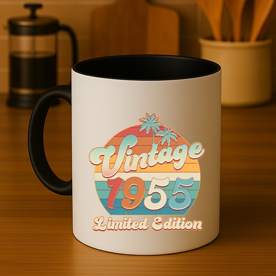 Retro Tropical Vintage 1955 Limited Edition 70th Birthday Mug