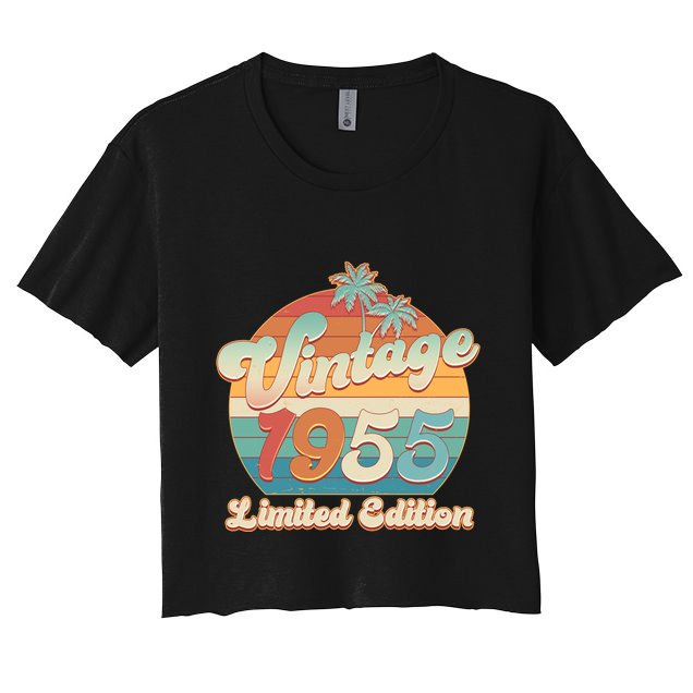 Retro Tropical Vintage 1955 Limited Edition 70th Birthday Crop Top