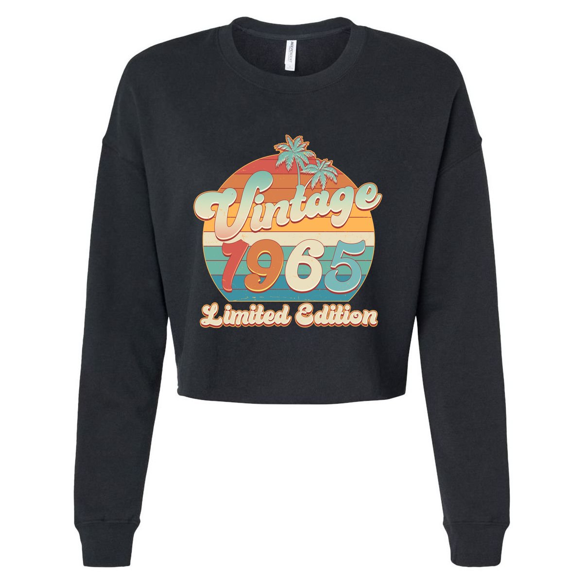 Retro Tropical Vintage 1965 Limited Edition 60th Birthday Cropped Pullover Crew
