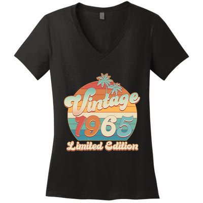 Retro Tropical Vintage 1965 Limited Edition 60th Birthday Women's V-Neck T-Shirt