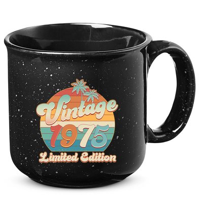Retro Tropical Vintage 1975 Limited Edition 50th Birthday 15oz Campfire Ceramic Mug