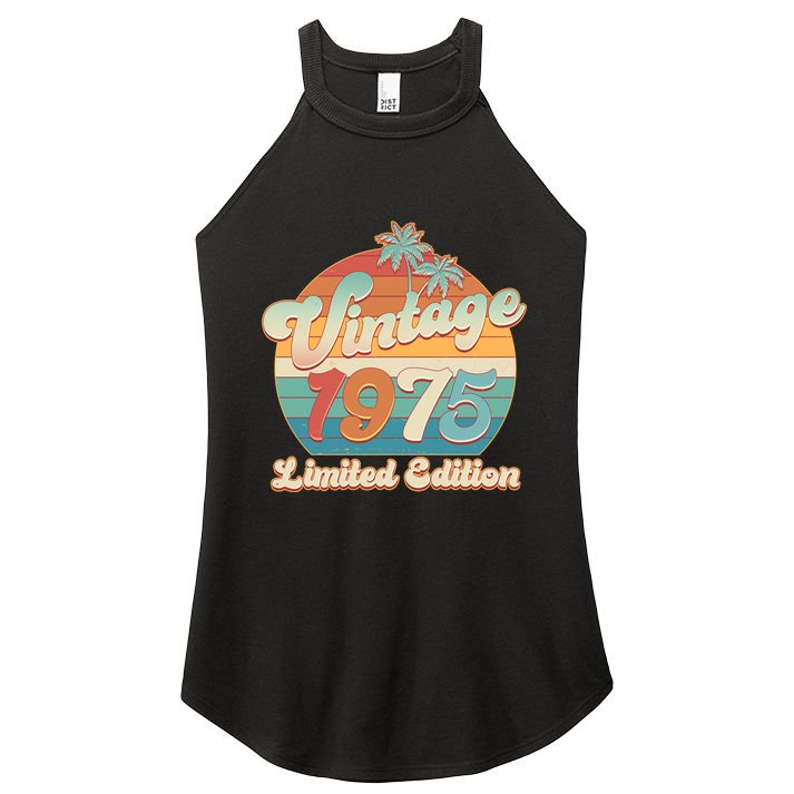 Retro Tropical Vintage 1975 Limited Edition 50th Birthday Women's Perfect Tri Rocker Tank