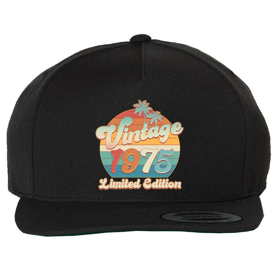 Retro Tropical Vintage 1975 Limited Edition 50th Birthday Wool Snapback Cap