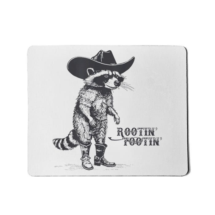 Rootin Tootin Vintage Raccoon Cow Cow Trash Panda Mousepad