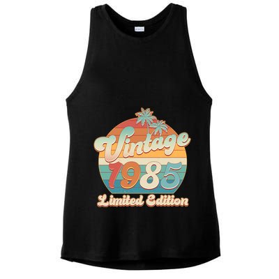 Retro Tropical Vintage 1985 Limited Edition 40th Birthday Ladies PosiCharge Tri-Blend Wicking Tank