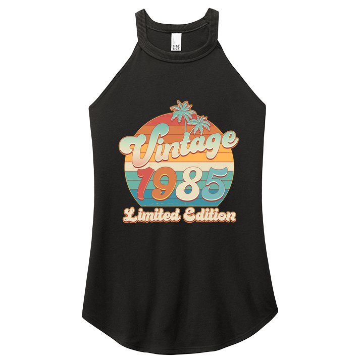 Retro Tropical Vintage 1985 Limited Edition 40th Birthday Women's Perfect Tri Rocker Tank