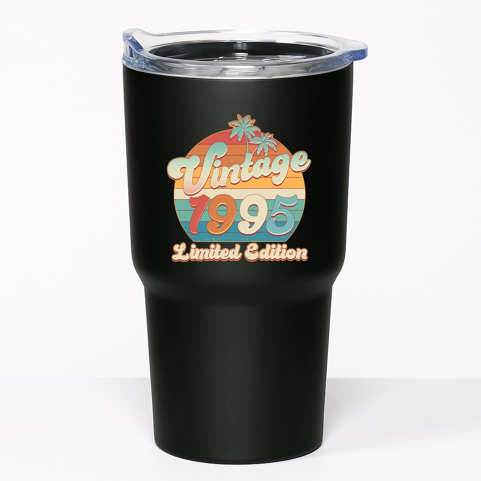 Retro Tropical Vintage 1995 Limited Edition 30th Birthday Tumbler