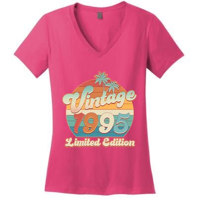 Retro Tropical Vintage 1995 Limited Edition 30th Birthday Women's V-Neck T-Shirt