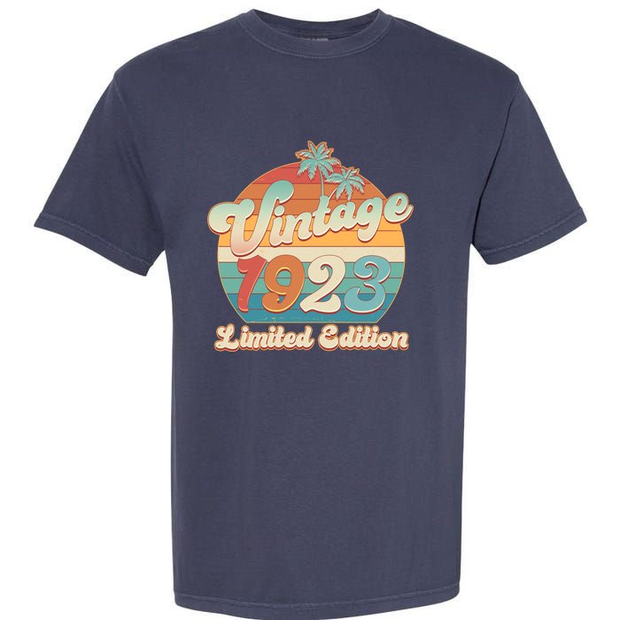 Retro Tropical Vintage 1923 Limited Edition 100th Birthday Garment-Dyed Heavyweight T-Shirt