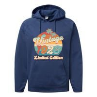 Retro Tropical Vintage 1923 Limited Edition 100th Birthday Performance Fleece Hoodie