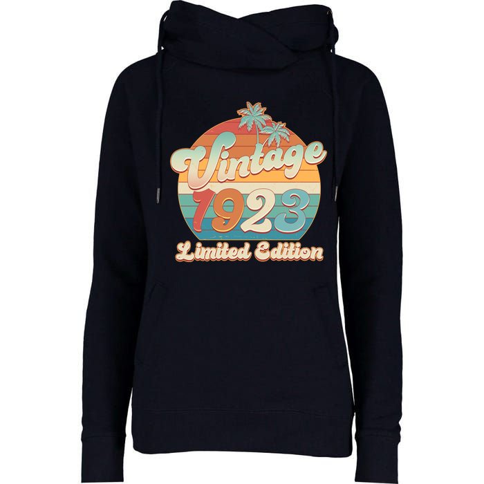 Retro Tropical Vintage 1923 Limited Edition 100th Birthday Womens Funnel Neck Pullover Hood