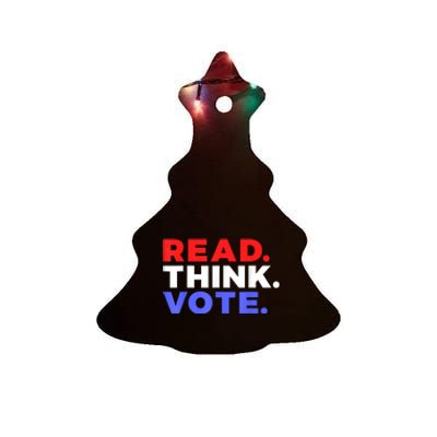 Read Think Vote 2024 Presidential Election Voting President Gift Ceramic Tree Ornament